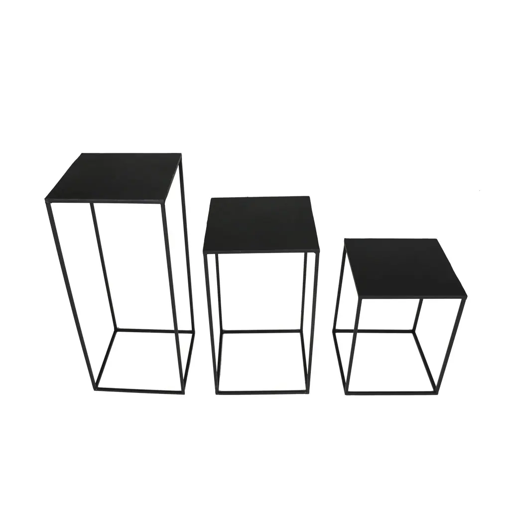Metal Zigon Coffee Table Çiçeklik 3 Piece Set WD-19