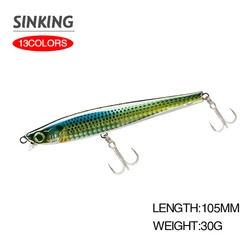 10.5cm 30g Fishing Lure Minnow Wobbler Sea Fishing Long Cast Sinking Trolling Jerkbait Swimbait Artificial Hard Bait Bass Bait