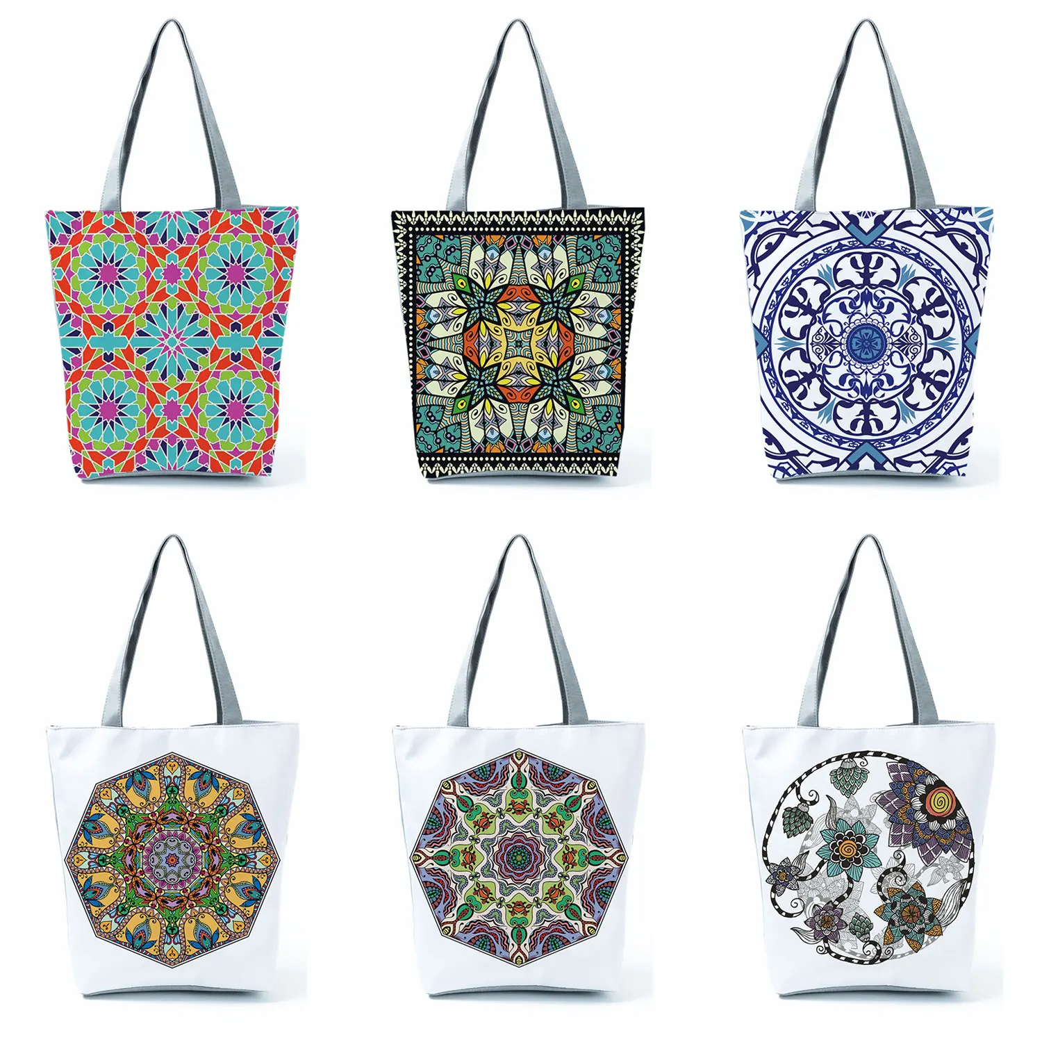 2021 New Fashion Tote geometria Floral Print torebki dla kobiet wysokiej jakości cały mecz torba na plażę przyjazne dla środowiska przenośne torby damskie