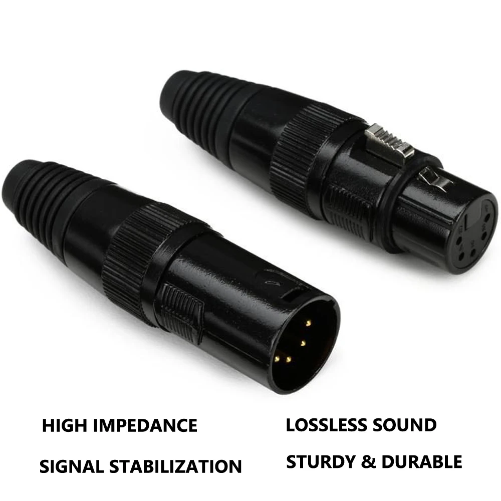 10pcs 5Pin XLR Connector Male to Female Microphone Extension Cable Plug Audio Socket MIC Audio Connector Adapter DMX Stage Light