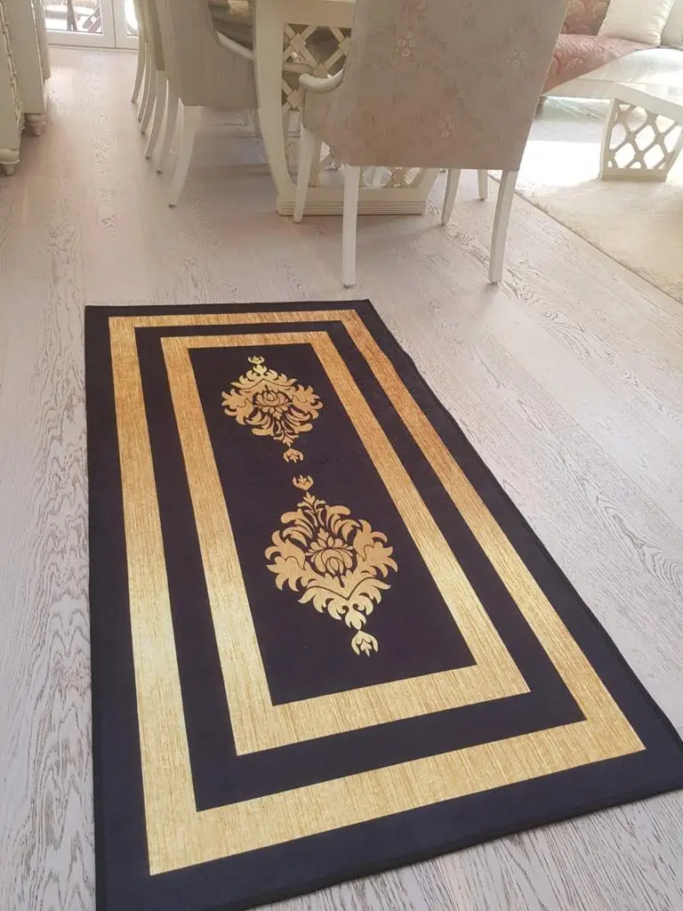 Decorative Oriental Ornament Floor Non Slip Table Blanket Soft Door Mat Nursery Carpet for Living Room Home Indoor Runner