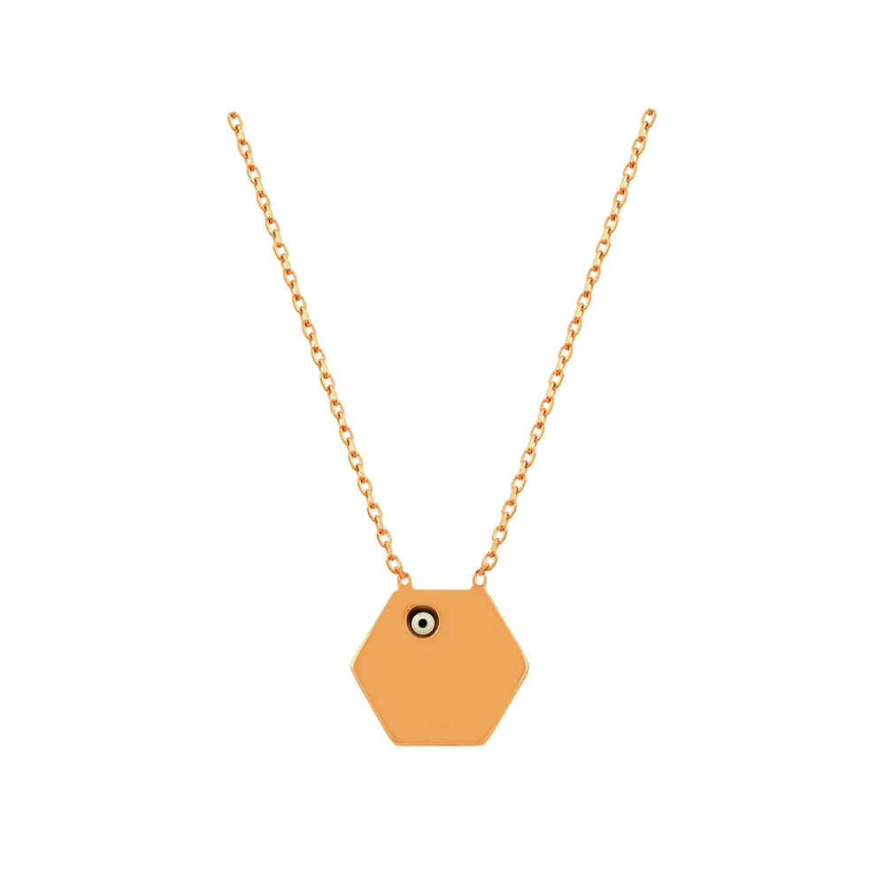 Hexagon Necklace Charm Pendant Evil Eye Necklace 925 Sterling Silver Disc Necklace Tiny Minimalist for Woman Ladies Jewelry New