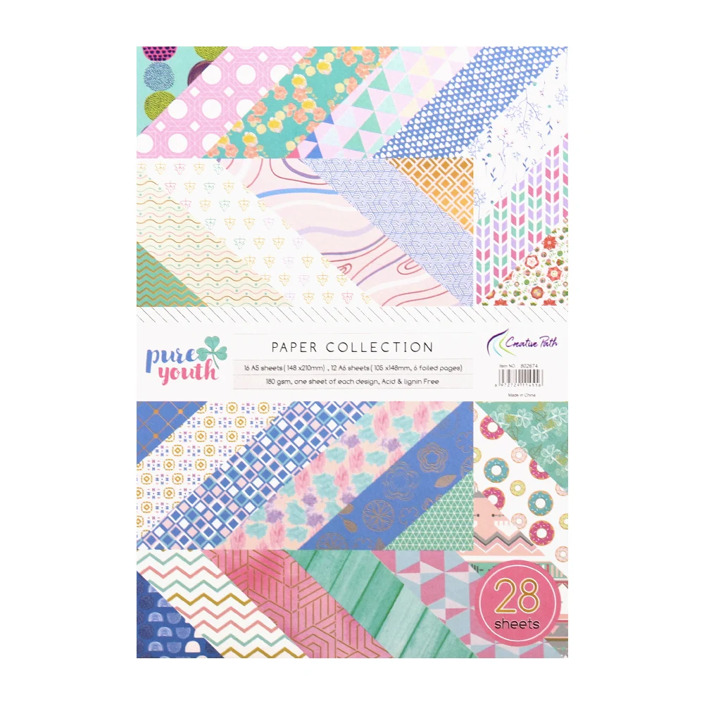 Creative Path A5 & A6 Scrapbooking Pattern Craft Designer Decorative Papers One Side Designs Background Origami Pack Acid Free