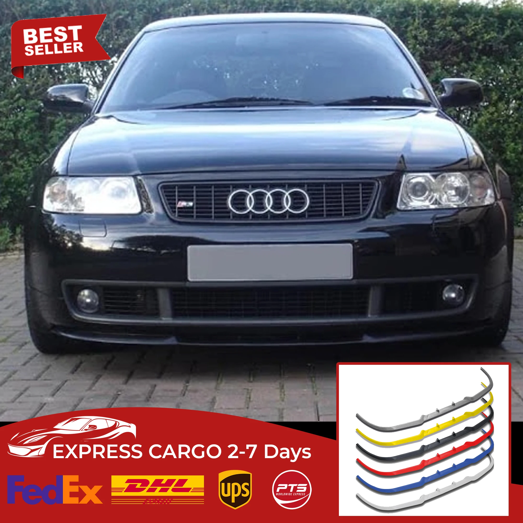 For AUDI A3 - S3 8L CUPRA R FRONT SPOILER BUMPER LIP Euro Spoiler Lip Universal 3 pcs Body Kit