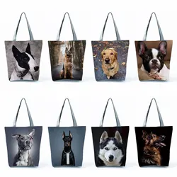 Dog Printed Women Handbags Animal Fashion Tote Shoulder Bags Large Capacity Shopping Bag Female Custom Pattern Travel Beach Bag