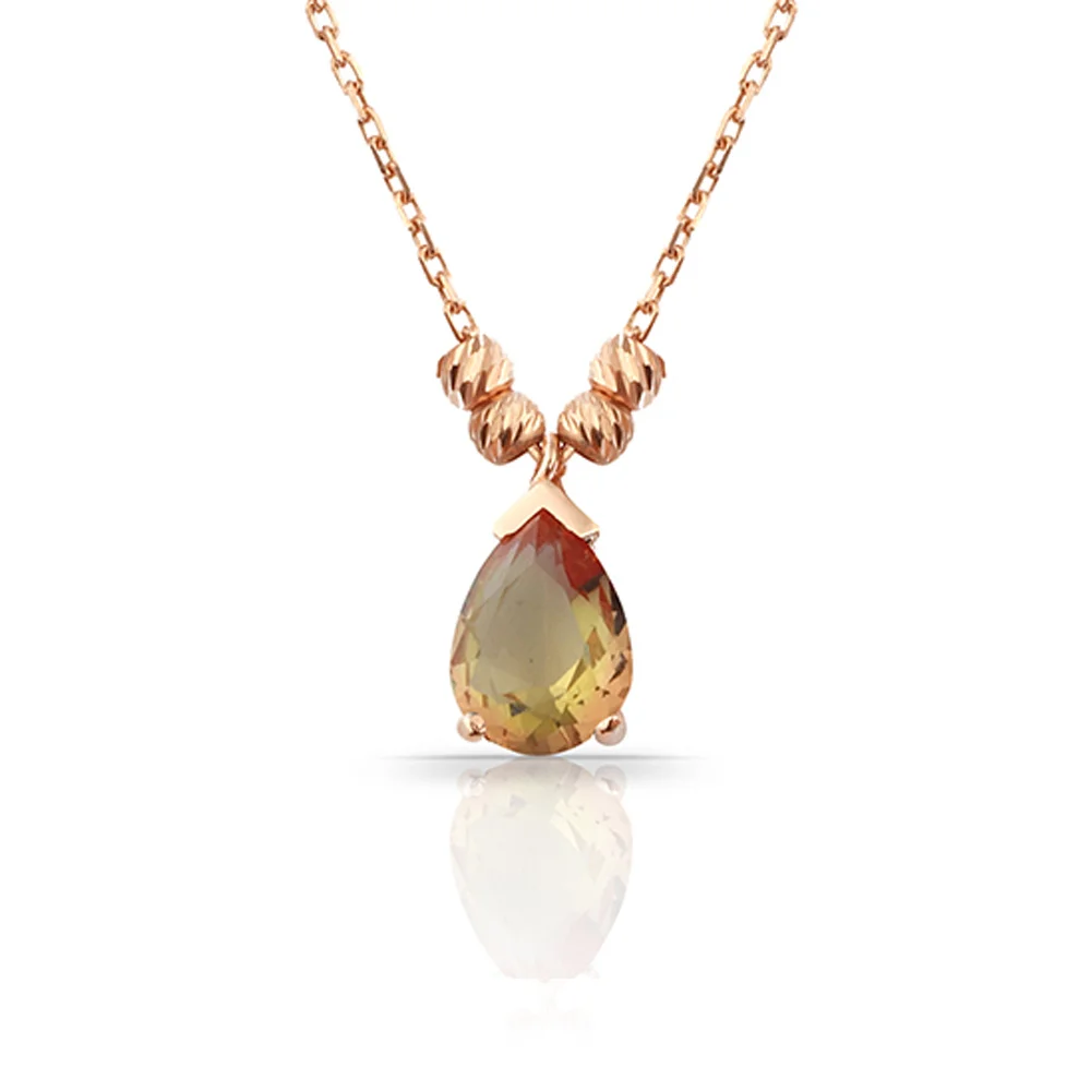 Color Changing Stone Zultanite Water Drop Rose Gold Plated Necklace Jewelry with Chain