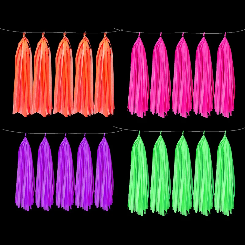 Luminous Tape Neon Paper Garland Tissue Tassel Star Glow in the dark Neon Tape Birthday Supplies Glow Party Halloween Decoration