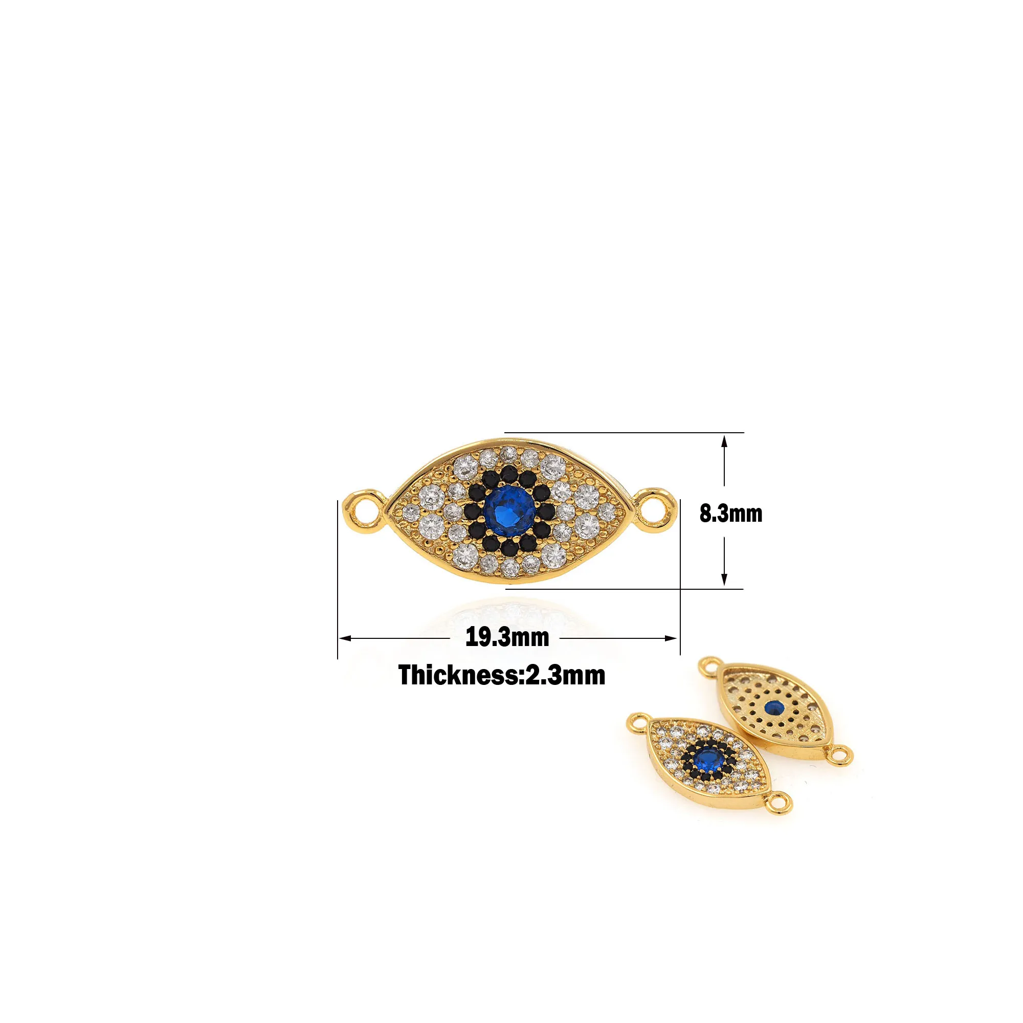 Turkey Micro Paving Zircon Evil Eye Bracelet Connector Charm Discovery DIY Blue Pendant Vintage Bracelet Jewelry Crafting