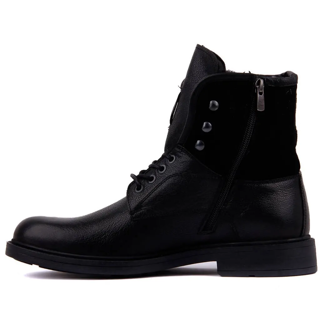 Botas masculinas de couro preto