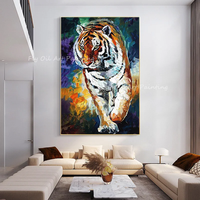 Big Tiger cool animal colorful canvas 100% Handmade Oil Painting Canvas Paintings Wall Pictures Landscape Artwork Decoration