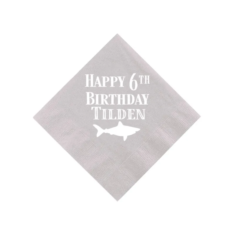 50Pcs Shark Birthday Personalized Napkins, First Birthday, Shark Birthday Napkins, Custom Boy Birthday Napkins, Baby Shower