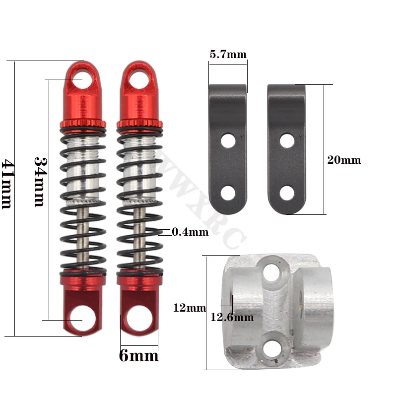 WWXRC metalowe przednie i tylne amortyzatory z do montażu na mocowanie akcesoria do WPL D12 1/10 części do ulepszenia samochodów zdalnie sterowanych