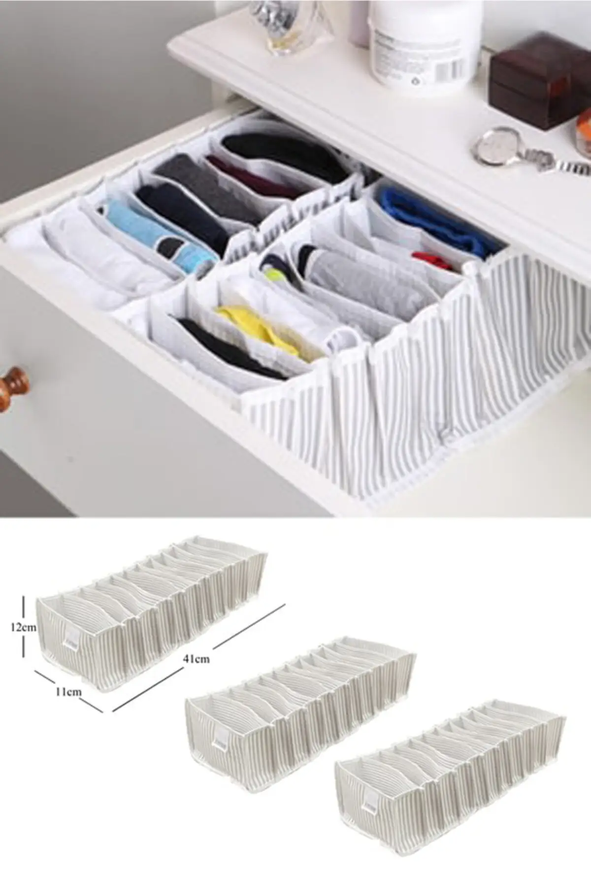 3 Pc Dormitory Closet Organizer For Socks Home Separated Underwear Storage Box 11 Grids Bra Organizer Foldable Drawer