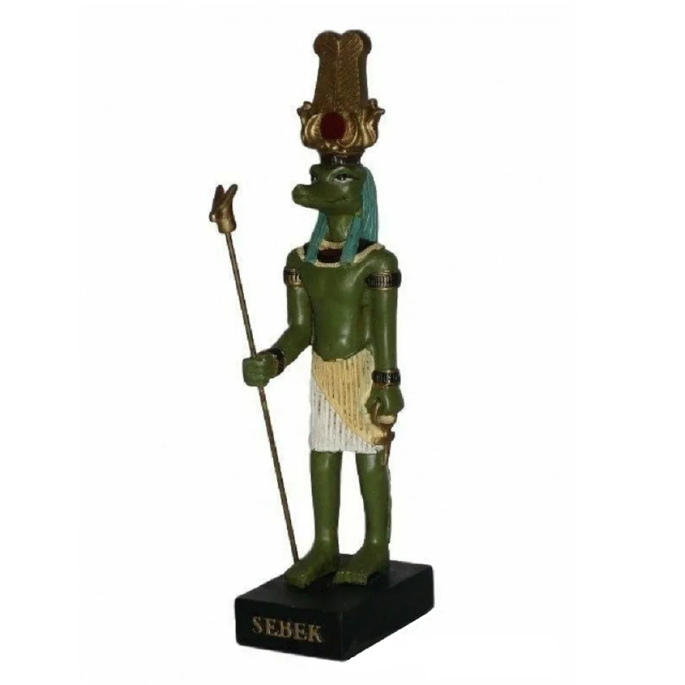 Hachette, figure of the Egyptian god SEBEK god of life, miniature in resin, approx. 12 cms, collection The Gods of Ancient Egypt, new in their Original Blister packaging, decorative figurine