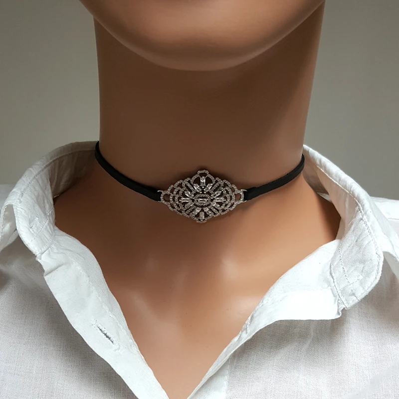 Baquette Women Choker Necklace Fashion Choker Necklace 925 Sterling Silver Made in TURKEY