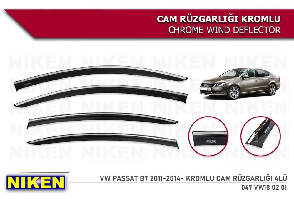 

For Volkswagen Passat B7 Wind Deflector Chrome Rain Window Visors 2011 2012 2013 2014 and 4 Pieces Auto Accessories