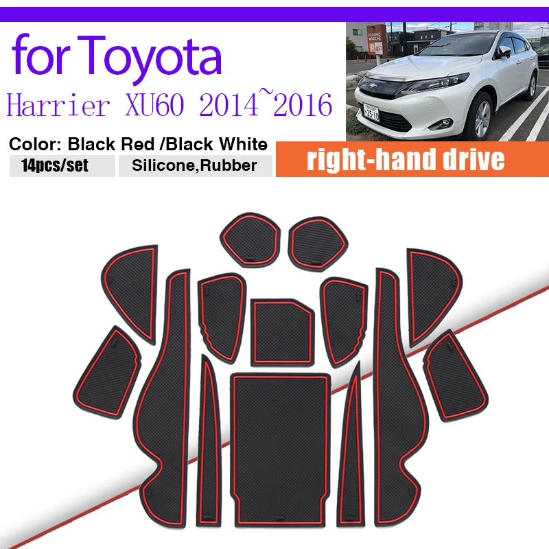 

for Toyota Harrier 60 A Series XU60 2014 2015 2016 Rubber Anti-slip Mat Door Groove Cup Pad Phone Cushion Coaster Accessories