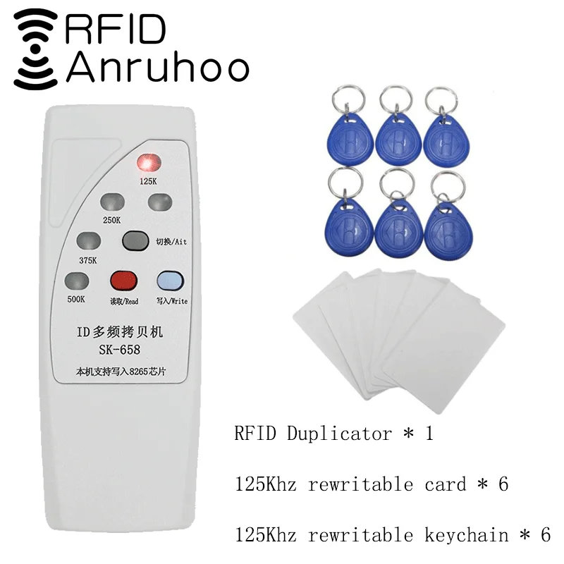 Duplicador de tarjetas de Control de acceso RFID, lector de etiquetas Reproducible de 125/250/375/500Khz, copiadora de llaves portátil T5577 EM4305