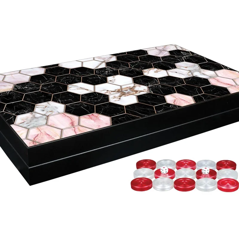 Trendy Honeycomb Marble Board Game Luxury Backgammon Set