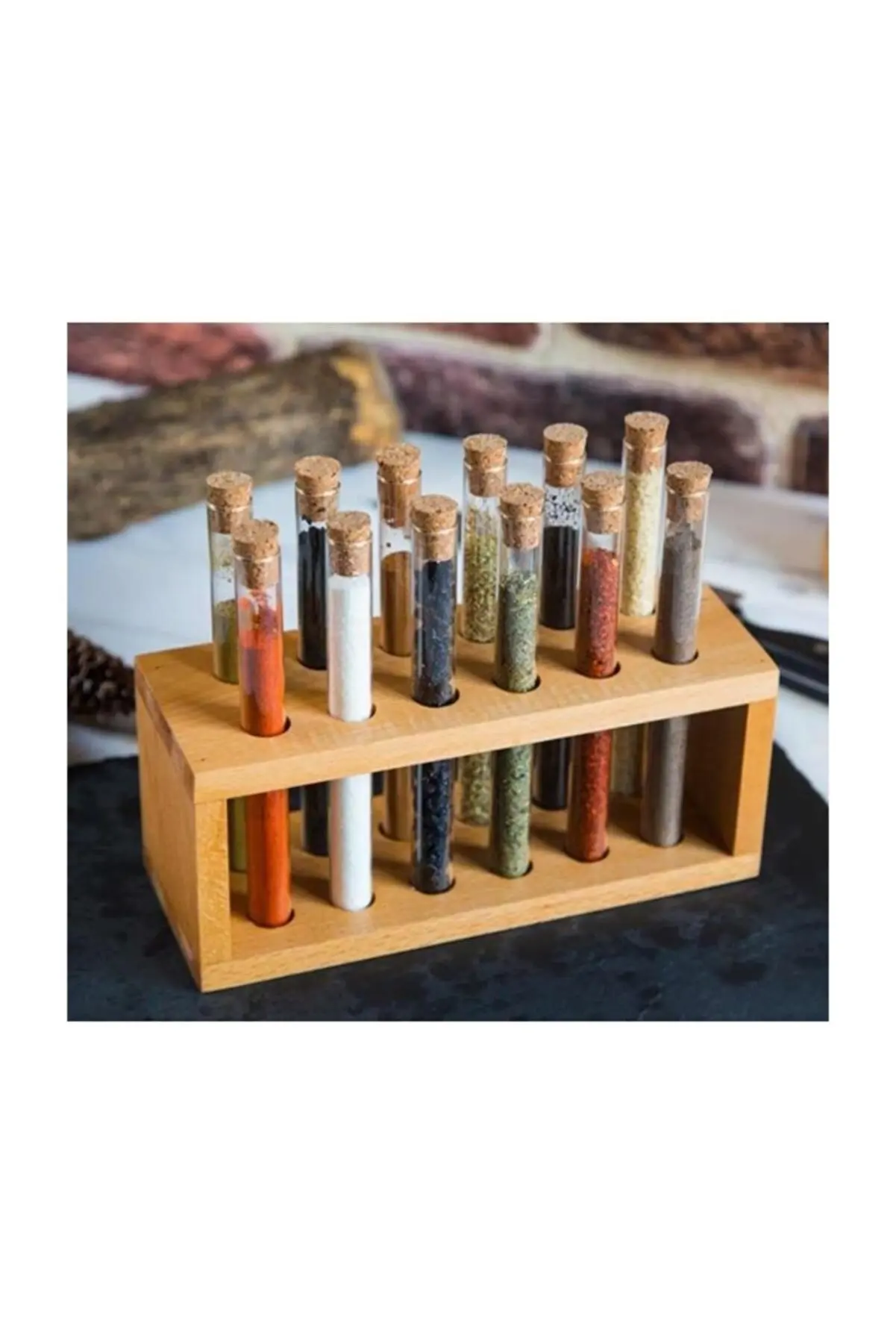 Seasoning set 12 Tube Seasoning Set Desktop Seasoning Set with Wooden Stand Seasoning Set Glass Seasoning Set Seasoning Set with