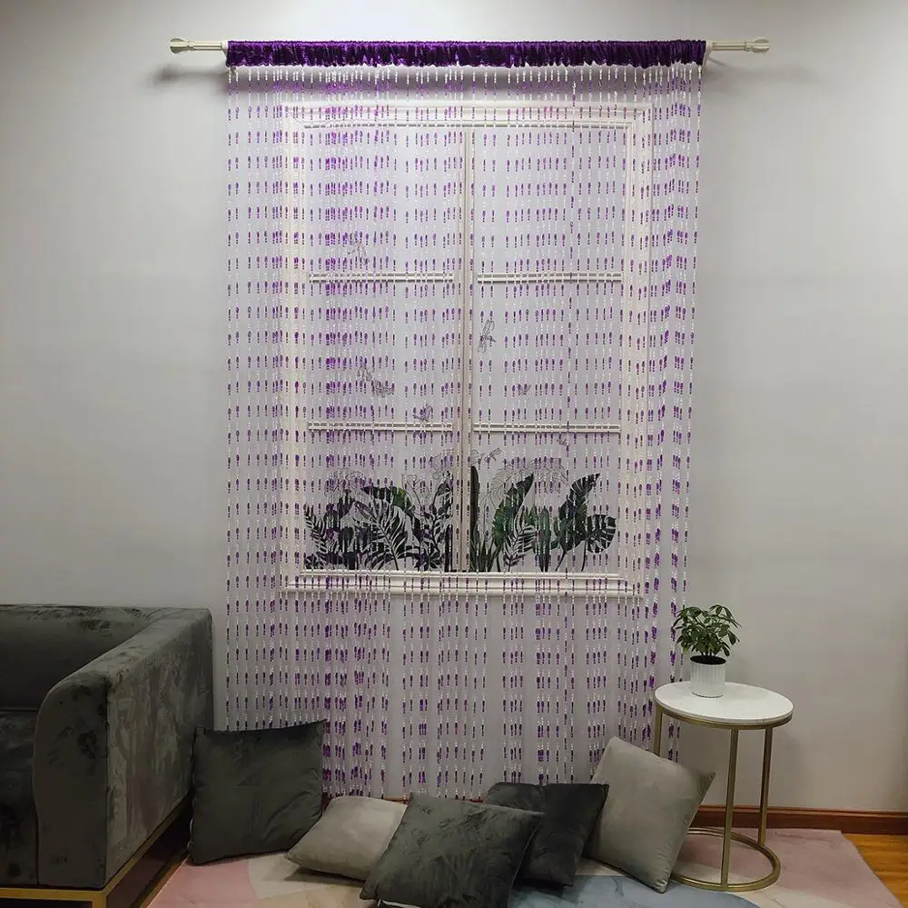 ZiDeTang String  Acrylic Bright Button Beaded Home Decor Door Curtain Fringe Tassel Room Divider Curtain Panel Window Fly Screen