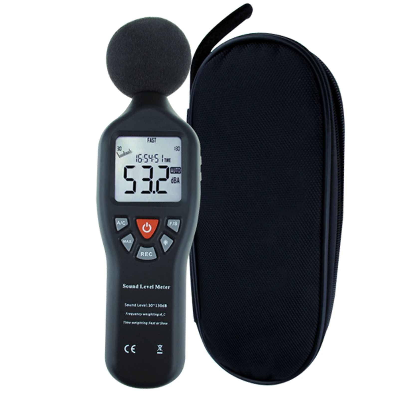 Imagem -04 - Medidor de Nível Sonoro Digital 30db130db Medição de Alta Precisão Profissional com Função de Registro de Dados cd e Display Retroiluminado Profissional