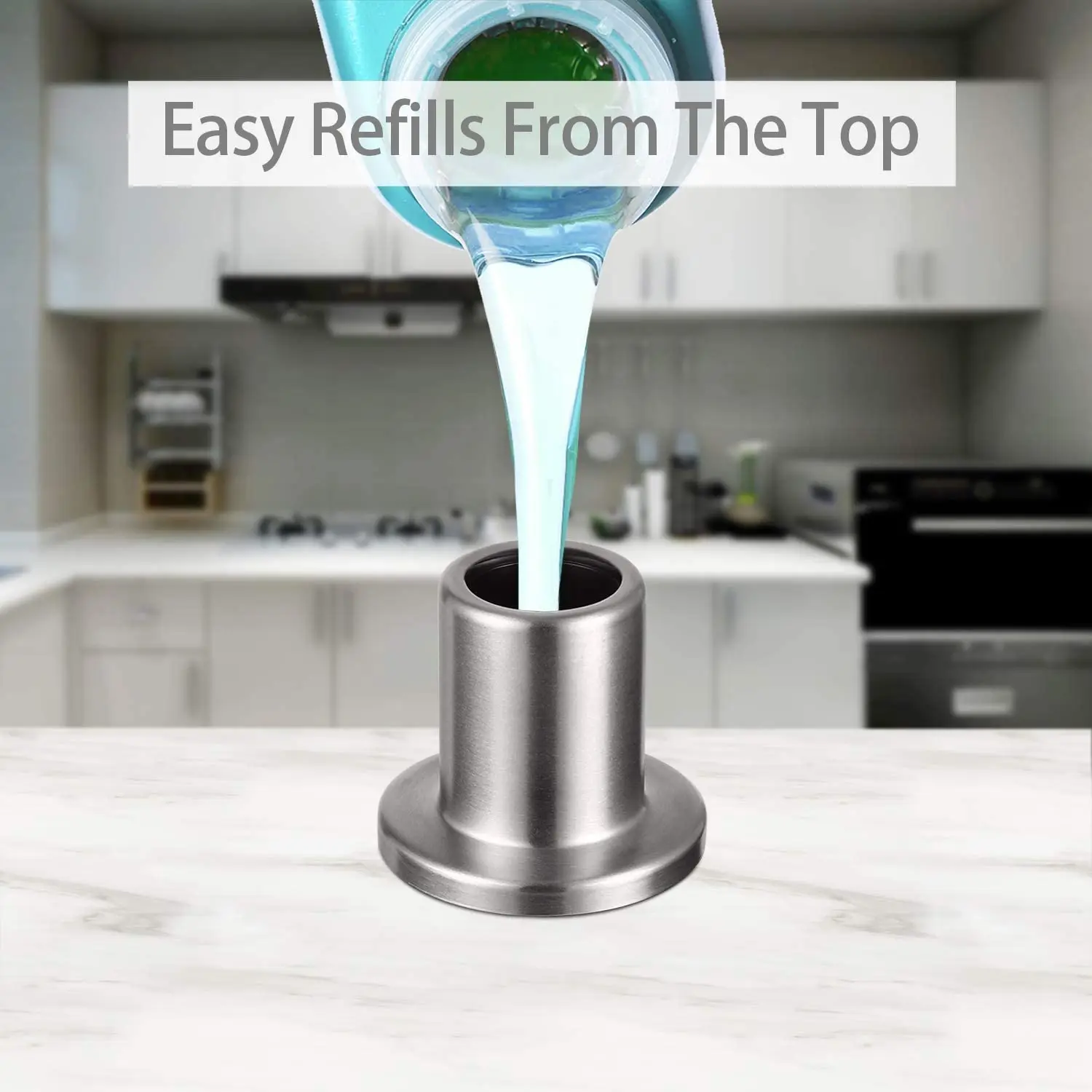 موزعات الصابون السائل Samodra مع مضخة من الفولاذ المقاوم للصدأ لزجاجة 500 مل لحوض المطبخ المدمج في صابون موزع الكروم/النيكل #4