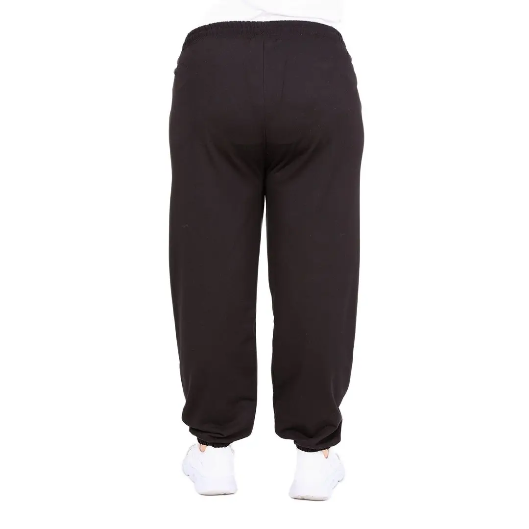 Women’s Plus Size High Waist Elastic Soft Bag Detail Black Sweatpants, Designed and Made in Turkey, New Arrival