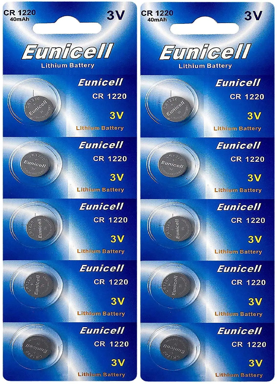 10 CR1220 Eunicell 3V tracking battery (2 blisters 5 batteries)