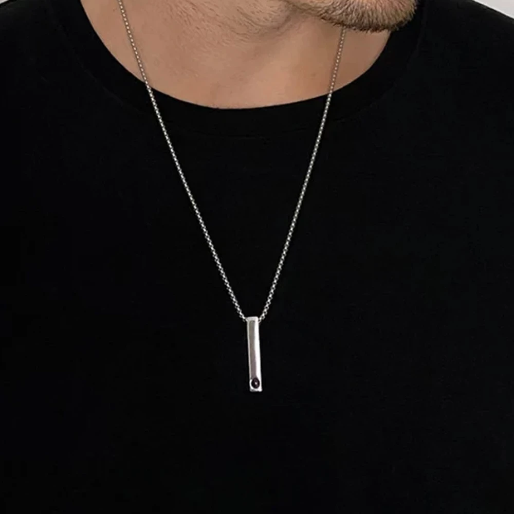 Dascusto Bar Necklace Custom Personality Photo Projection Rectangle Pendant Is Fathers Day Gift For Both Men And Women Jewelry