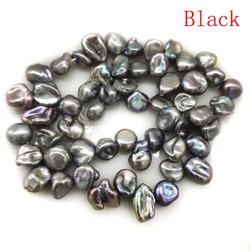 16 inches 11-13mm Black Natural Side Drilled Keshi Pearls Loose Strand