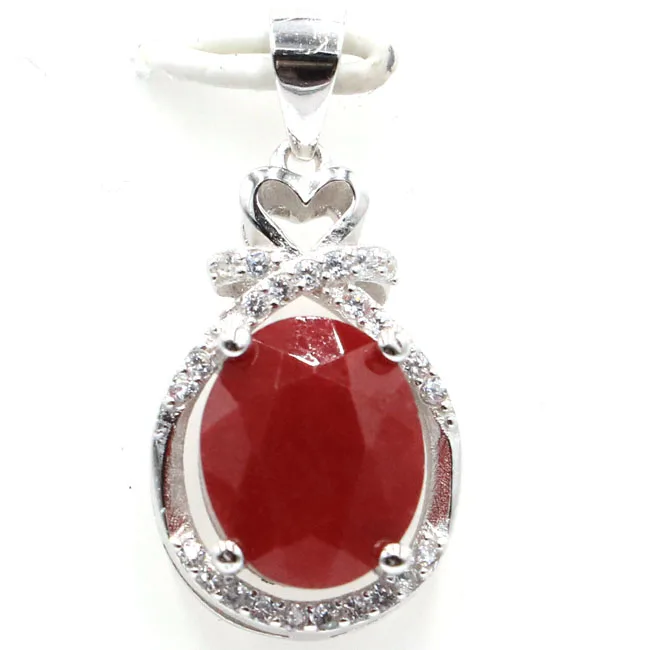 25x13mm Jazaz 3.0g Real Red Ruby Violet Tanzanite Pink Raspberry Rhodolite Garnet Daily Wear 925 Solid Sterling Silver Pendant