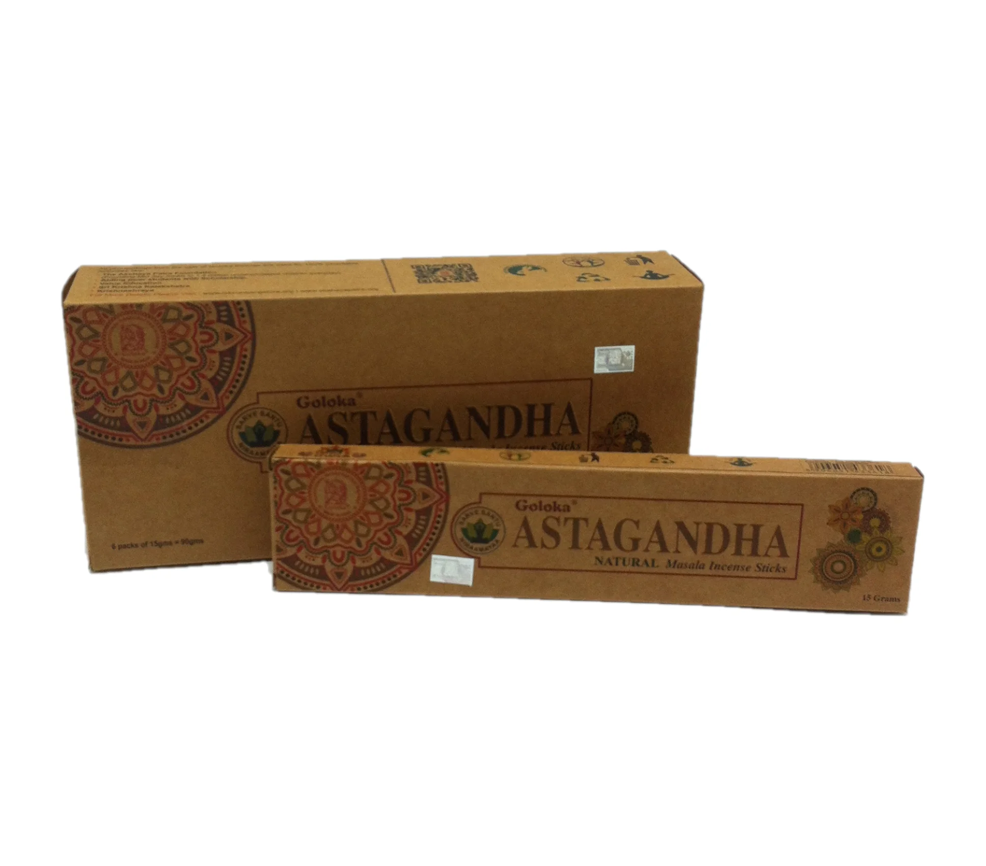 Ecological Goloka incense, Sandallwood, kastori, Astarganda, Frangipani handmade box of 6 boxes