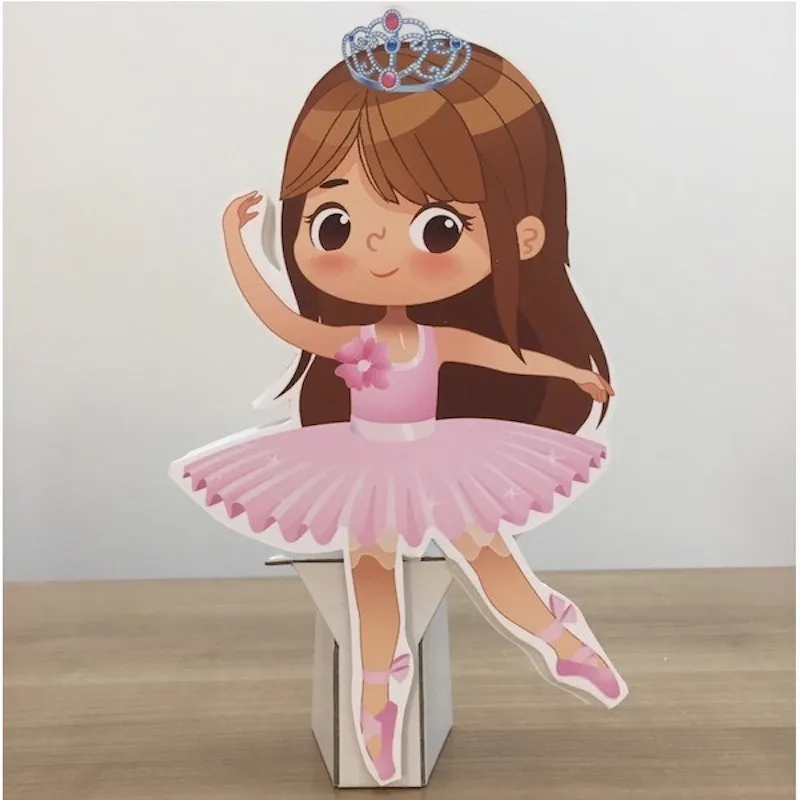 Ballerina Dancing Foam-board Cutout Standee with Cardboard Stand, Kids Birthday Decoration, Concept Party Supplies