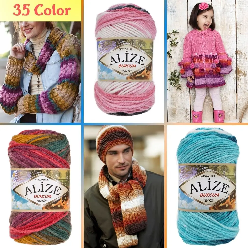 Alize Burcum Batik Ball Patterns Hand Knitting Yarn, 100 Grams 210 Meters, Thread  Acrylic, Spring / Summer Season, Crochet, Clothes, Sport,