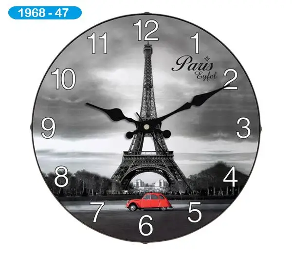 Decorative Curved Glass Wall Clock 1968-047-Eiffel