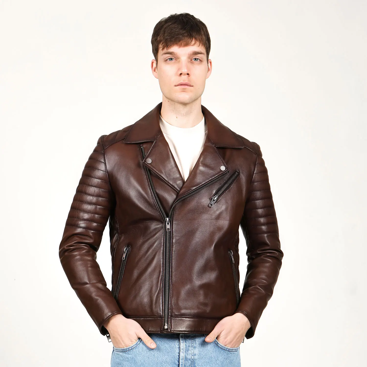 Genuine Leather Jacket Men Slim Fit Winter Fleece Warm Military Casual %100 Shipskin Male Motorcycle Windbreaker Outwear