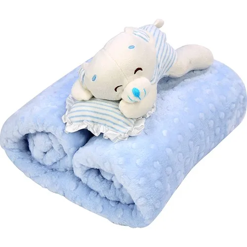 Baby Blanket Blue Pink Cream three-color Toy gift soft mother child autumn winter warm cotton