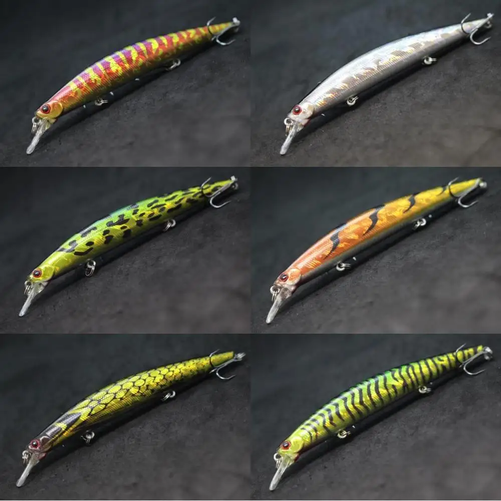 wLure Minnow Fishing Lure 12.7cm 12.5g Long and Slim Running Beads on Bottom 3 Hooks Tight Action Jerkbait Slow Floating M672