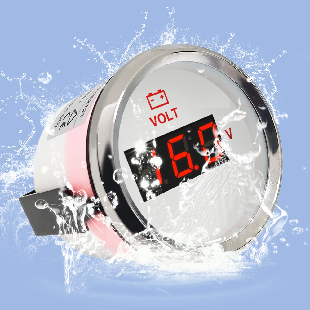 

ELING 52mm Waterproof 8-16V 16-32V 8-32V Voltmeter Voltage Volt Gauge Universal for Car Truck Boat Car With Red Backlight