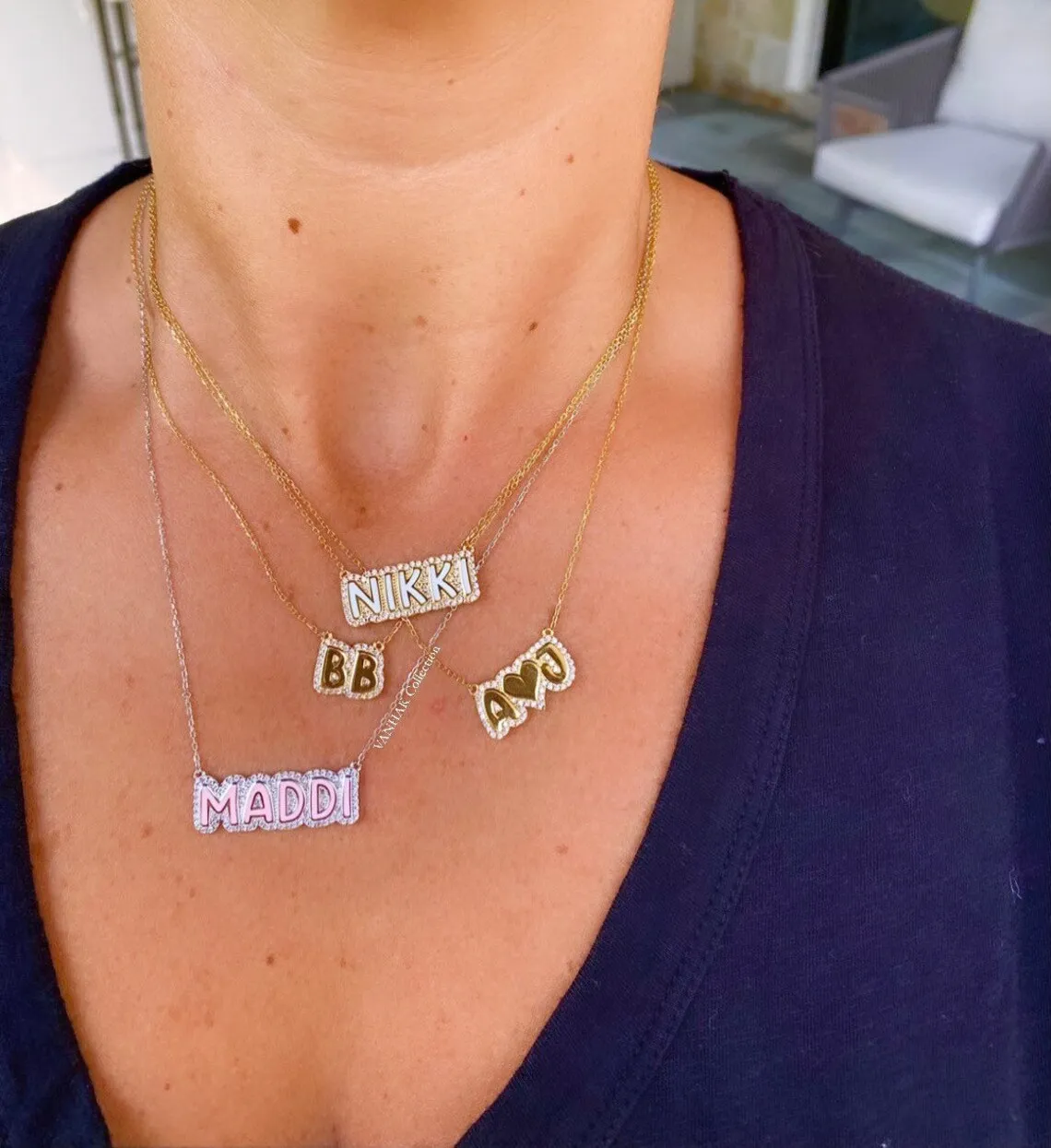 Personalized Bubble Name Necklace Custom Crystal Letter Nameplate Pave Outline Necklaces&Pendant With Cubic Zirconia JewelryGift