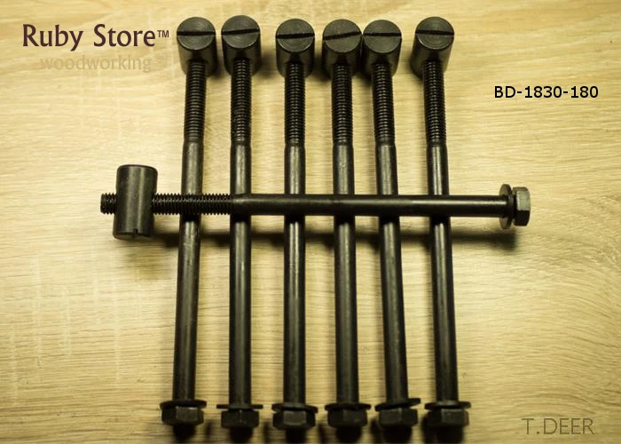 Set of 6pcs, Solid Iron Bench Bolts T.DEER BD-1830-180, Workbench Woodworking Accessories