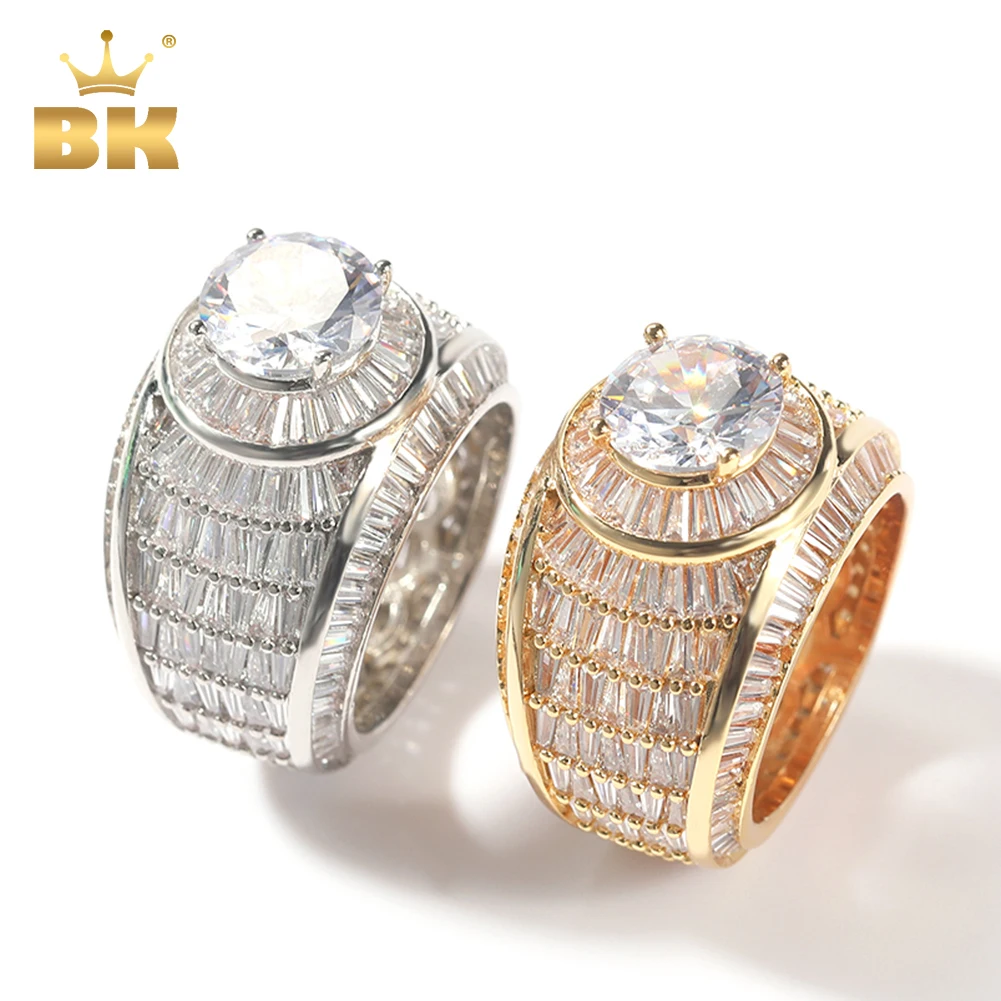 THE BLING KING Luxury Bold Statement Rings Iced Baguettecz Cubic Zirconia Engagement High Quality Party Hiphop Jewelry For Gift