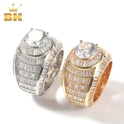 THE BLING KING Luxury Bold Statement Rings Iced Baguettecz Cubic Zirconia Engagement High Quality Party Hiphop Jewelry For Gift