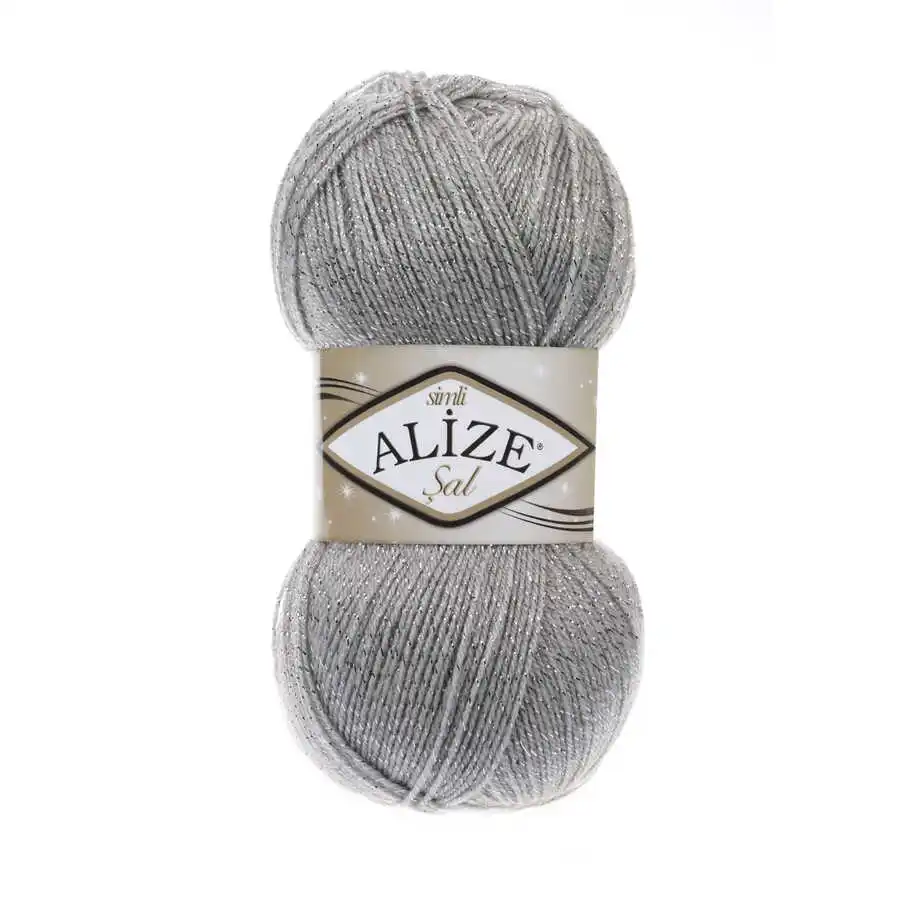 ALIZE Shawl SILVERY 5% Glitter 95% Acrylic 100 Gr - 460 M. Vests, Cardigans, Scarves, Berets, Making Of Products 5 PCS