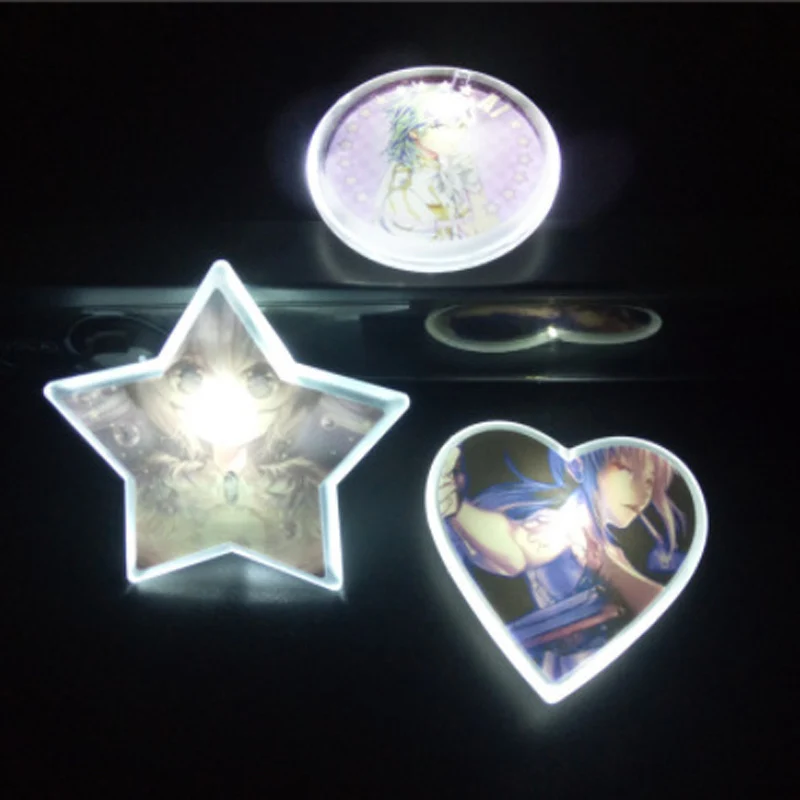Custom LOGO DIY LED light Brooch yellow green red white blue color heart shape LED light PIN for promotional gift