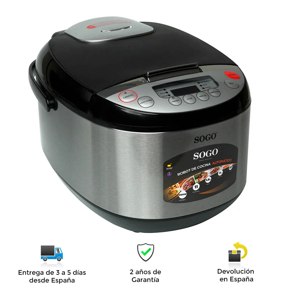 Sogo automatic kitchen Robot, fast, powerful, portable, clean, safe, recipes, tactil, accessories, cooking pot, robot kitchen, kitchen robot