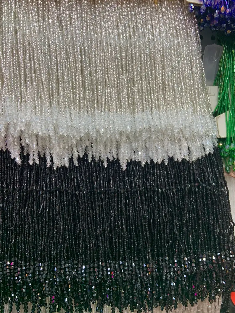 1 Yard 2022 new arrival Delicate bead Fringe trim for haute couture, handmade bead fringe tassel, Millinery Crafts Dance Costume