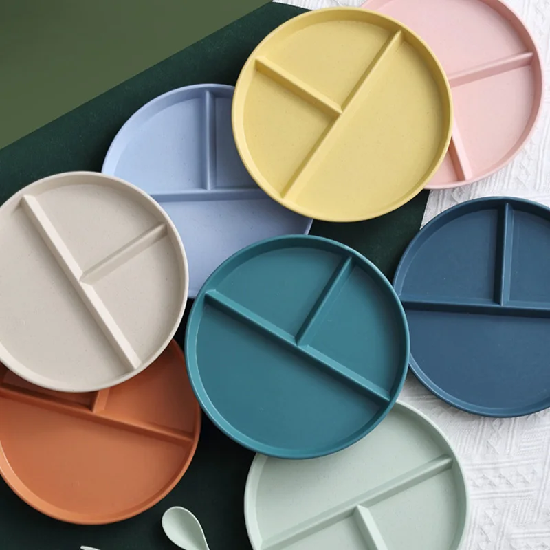 

3-Grid Plates For Food Dinner Plates Set Dinnerware Dining Compartment Plate Serving Dishes Salad Kitchen Eco-friendly Tableware