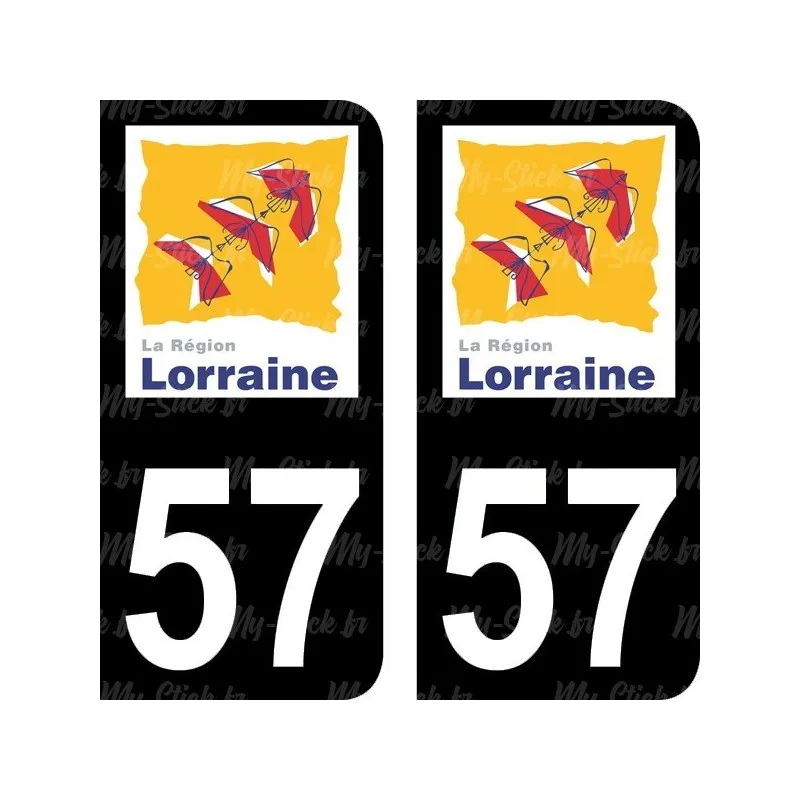 Sticker License plate Department 57 of the old Moselle region of Lorraine for car in blue or black background